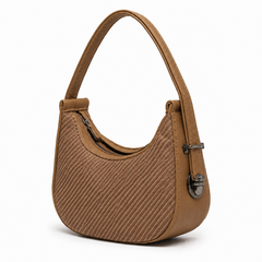 Lydia Crescent Tan Shoulder Bag