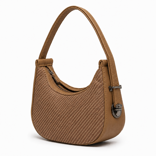 Lydia Crescent Tan Shoulder Bag