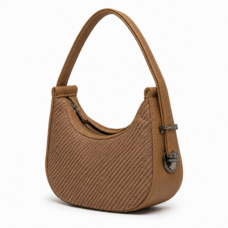Lydia Crescent Tan Shoulder Bag