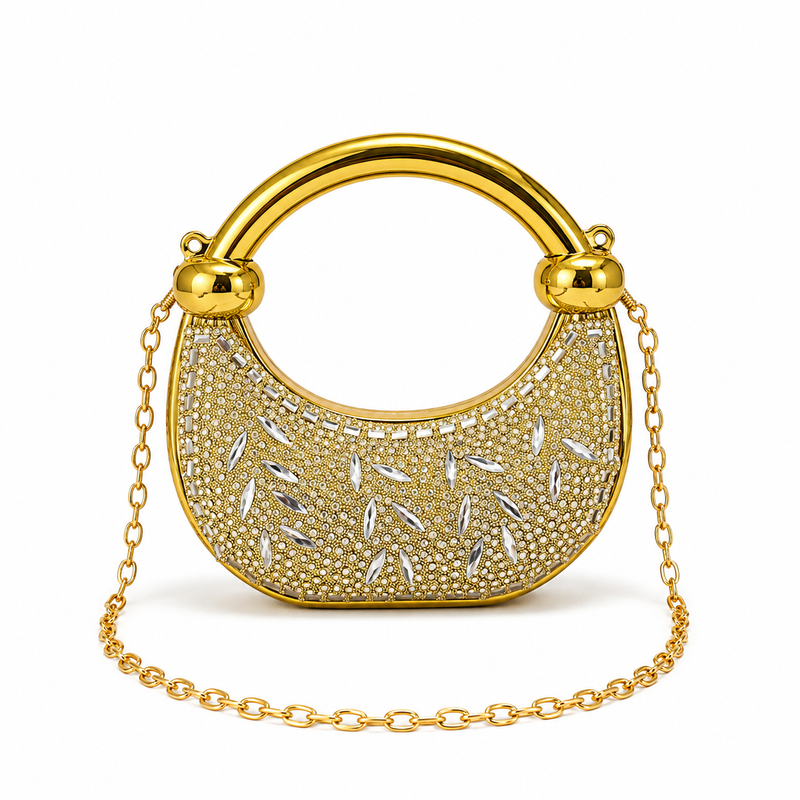 Gold Crystal Embellished Mini Bag