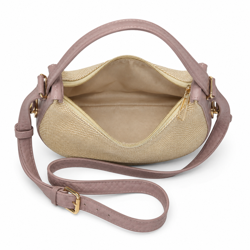 Lydia Crescent Beige Shoulder Bag