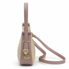 Lydia Crescent Beige Shoulder Bag