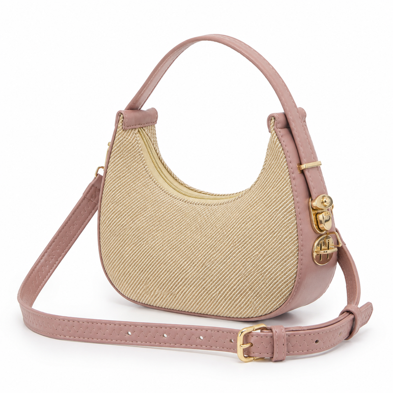 Lydia Crescent Beige Shoulder Bag