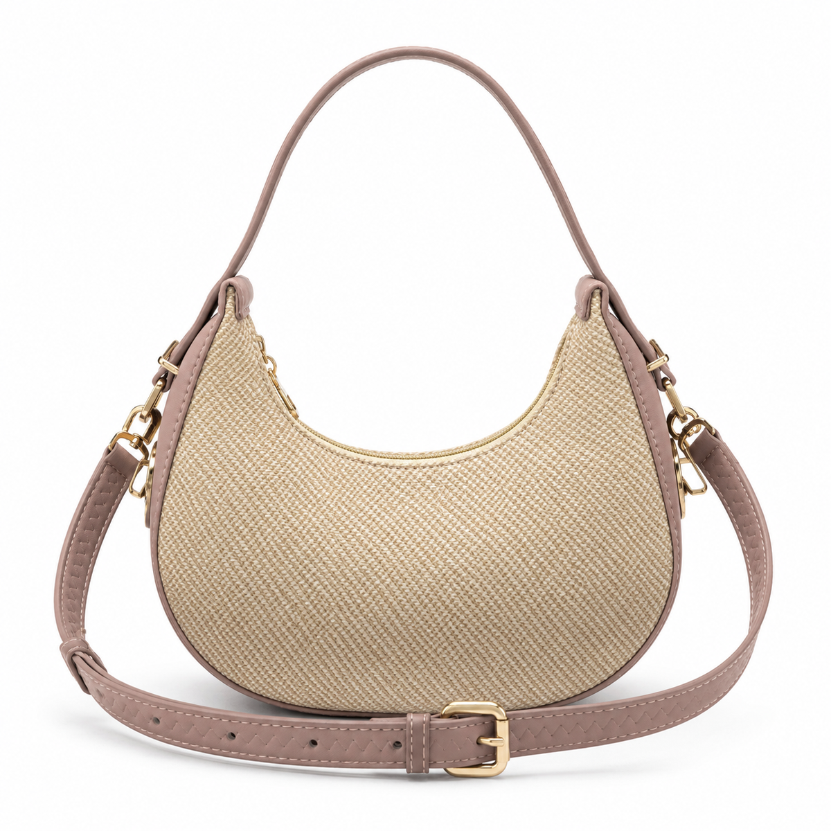 Lydia Crescent Beige Shoulder Bag