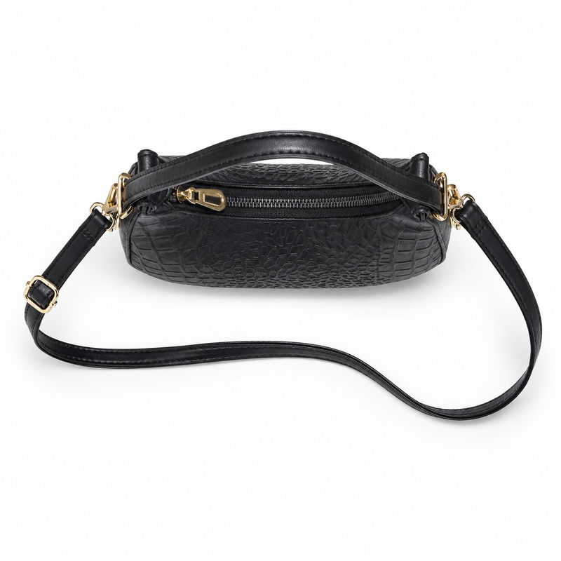 Lydia Crescent Black Shoulder Bag