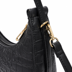 Lydia Crescent Black Shoulder Bag