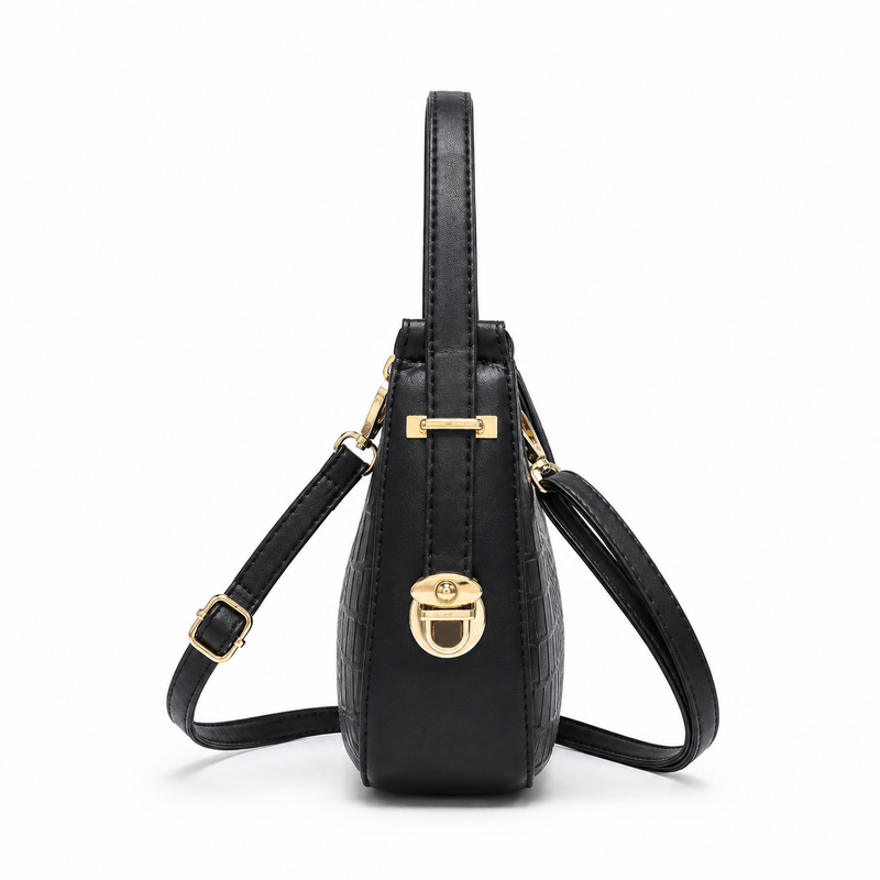 Lydia Crescent Black Shoulder Bag