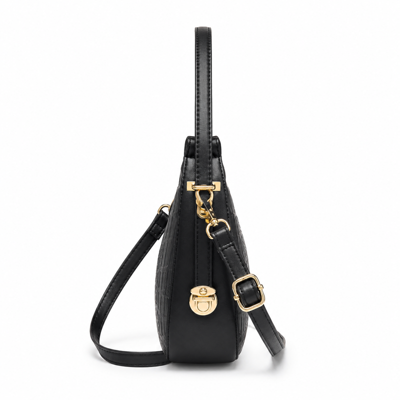 Lydia Crescent Black Shoulder Bag