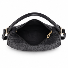 Lydia Crescent Black Shoulder Bag