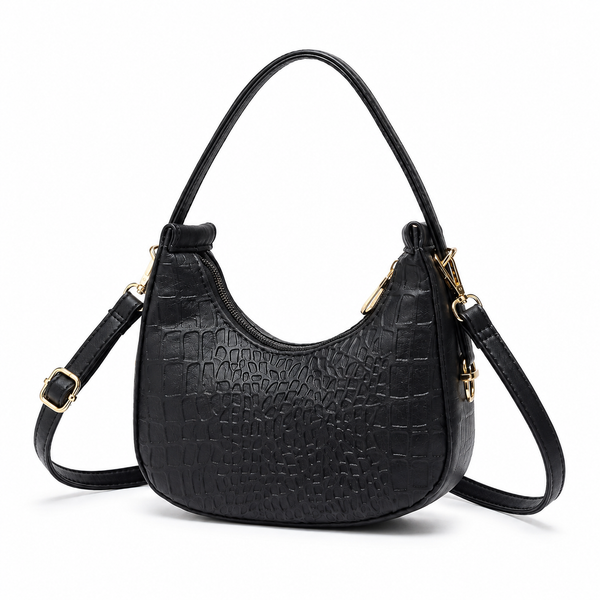 Lydia Crescent Black Shoulder Bag