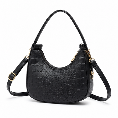 Lydia Crescent Black Shoulder Bag