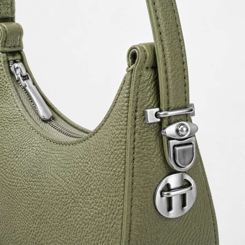 Lydia Crescent Green Shoulder Bag