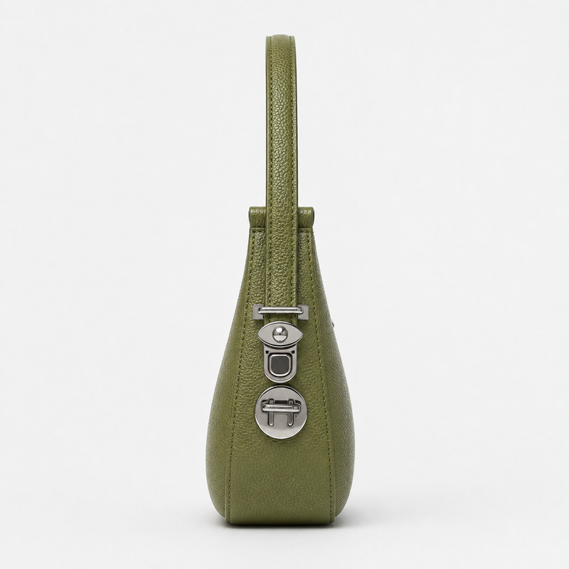 Lydia Crescent Green Shoulder Bag