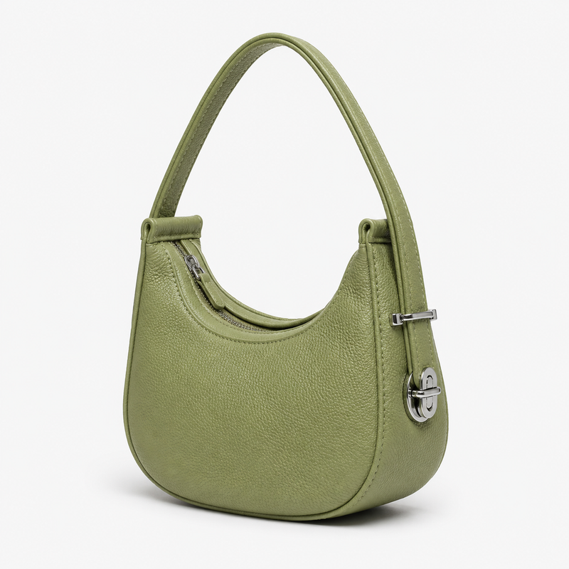 Lydia Crescent Green Shoulder Bag