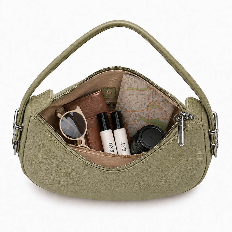 Lydia Crescent Green Shoulder Bag