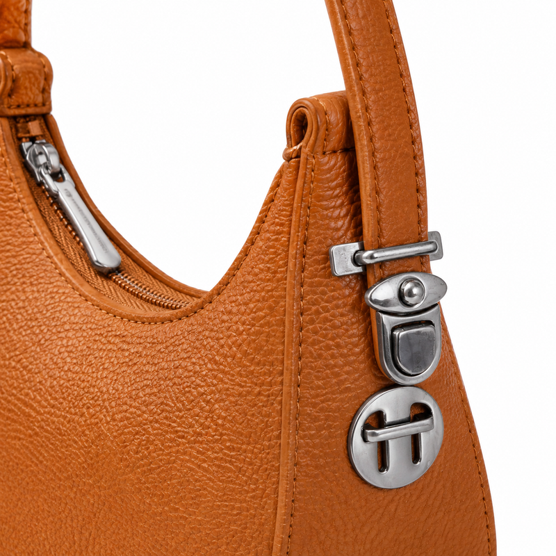 Lydia Crescent Tan Shoulder Bag