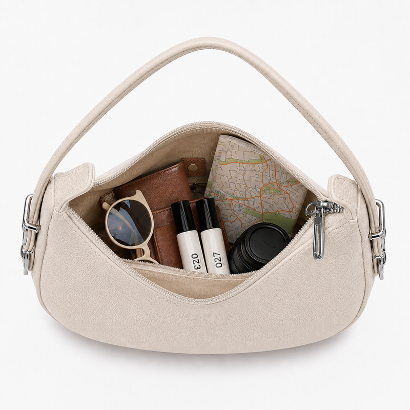 Lydia Crescent off white Shoulder Bag