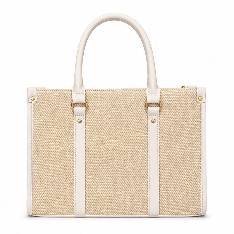 Monroe Accented Durable Beige Tote Bag