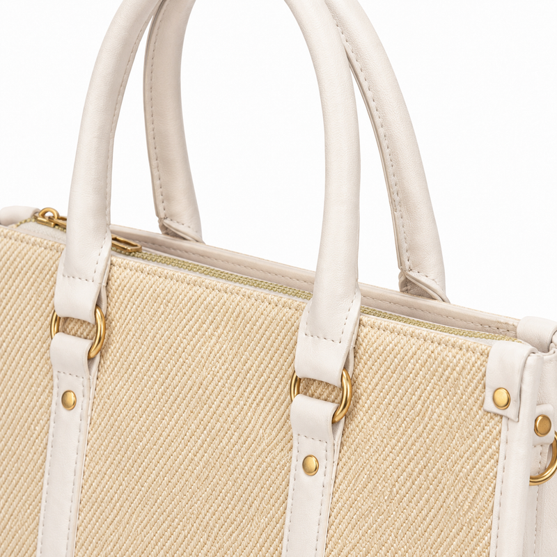 Monroe Accented Durable Beige Tote Bag