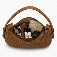 Lydia Crescent Tan Shoulder Bag