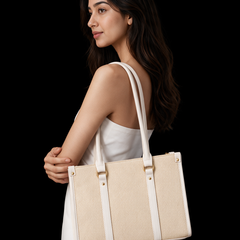 Monroe Accented Durable Beige Tote Bag