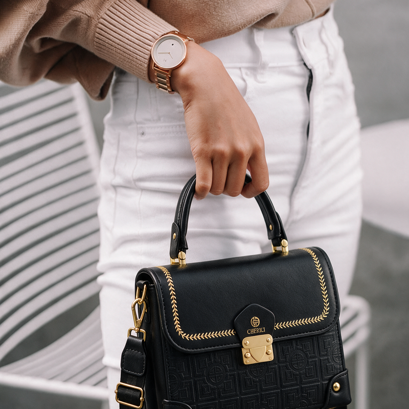 Signature Black Beaufort Satchel Handbag